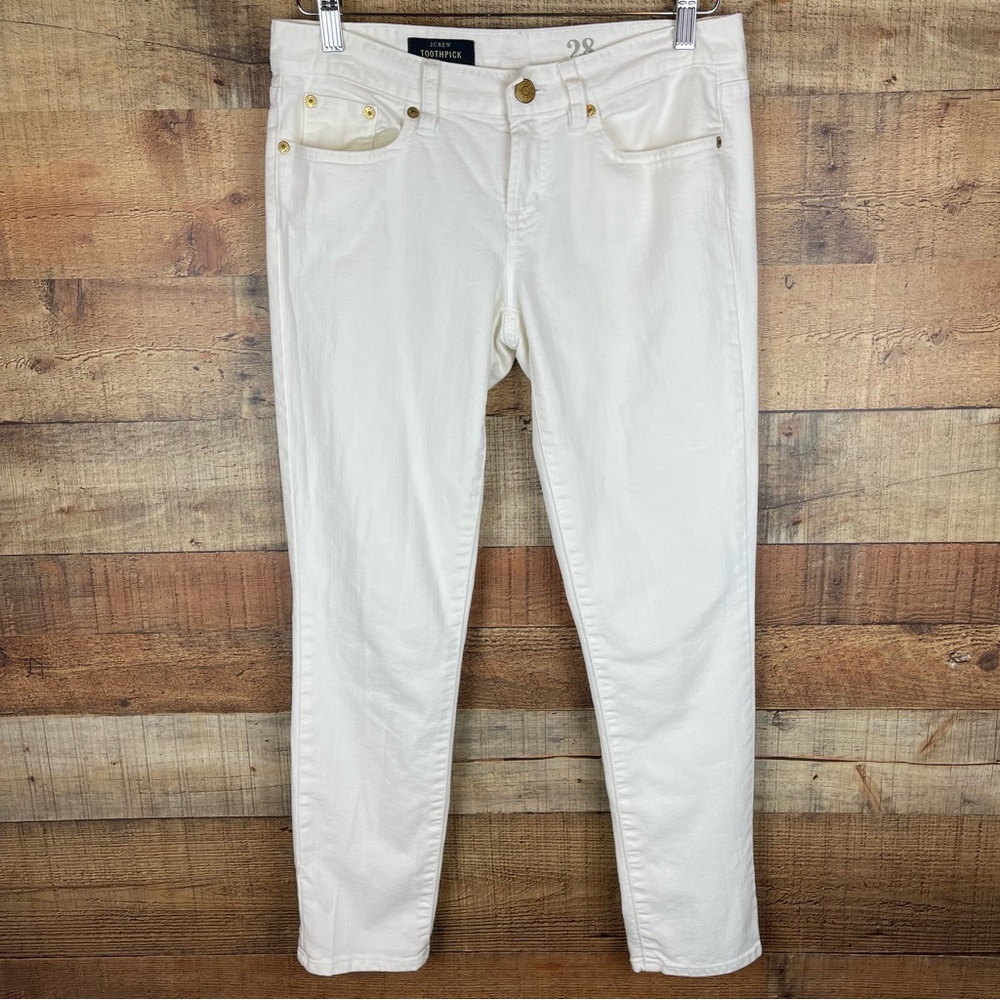 J. Crew Toothpick White Jeans Women’s Size 28 Ankle